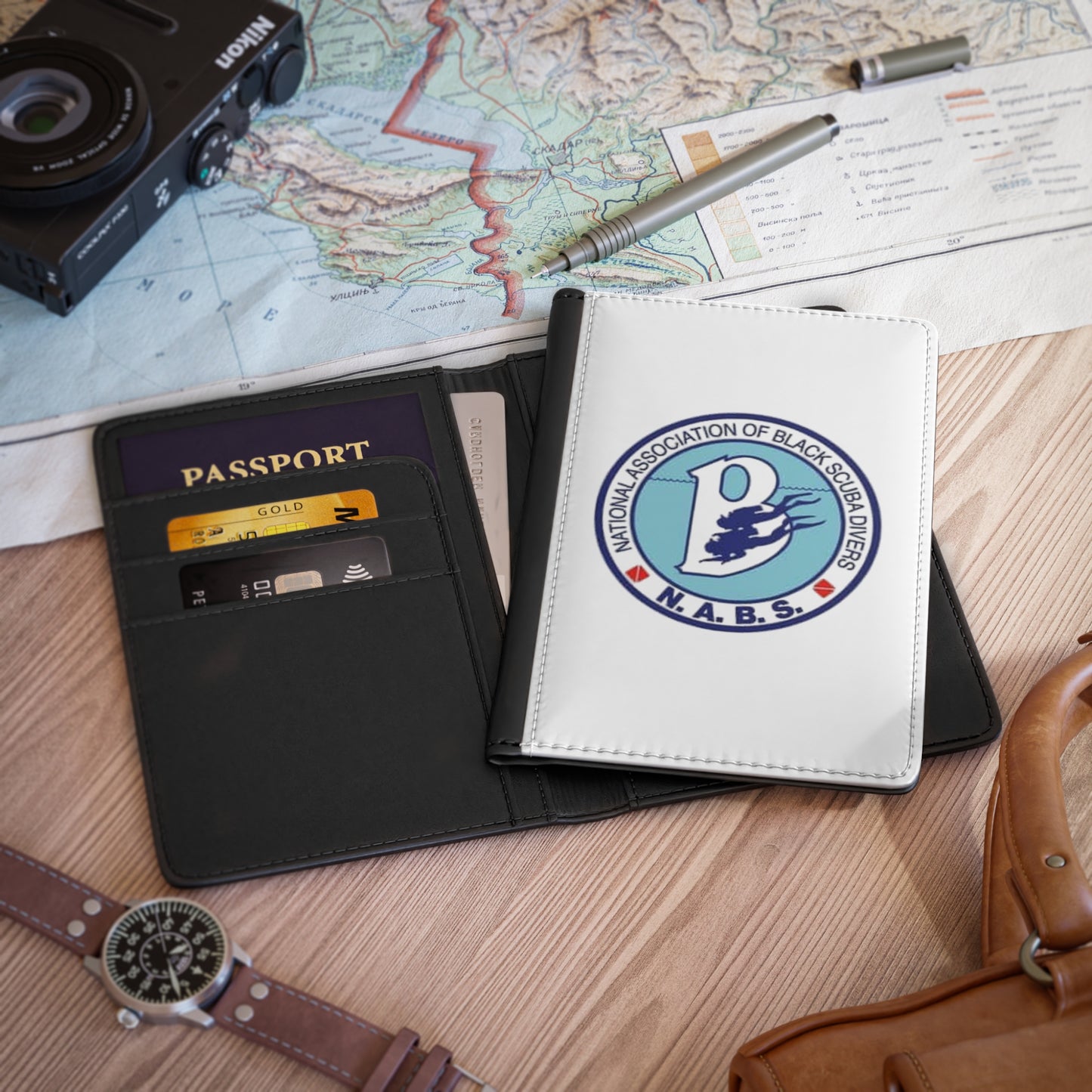 NABS Logo Passport Cover | Travel Accessory for Adventurers | Personalized Gift for Travelers | Black and White Design | Unique Travel [...]